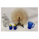 Depression Glass Plate, Salt & Pepper Set & Mug