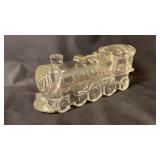 1940s Locomotive Train Glass Candy Container