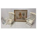 Vintage Wool Needlepoint, Regaline Rocker Planters