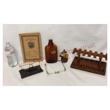 Vintage Pipe Stand, Whiskey Bottle, Glasses & More