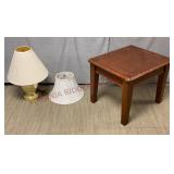 Brass Lamp w Shades & Side Table / End Table
