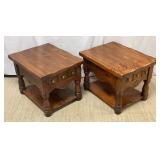Vintage Solid Wood Side / End Tables - Set of 2