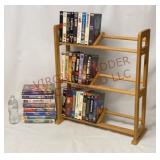 VHS Video Tapes & Wooden Media Stand
