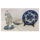 Royal Staffordshire Sauce Boat & Flow Blue Plate