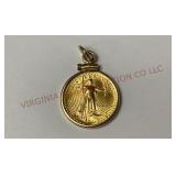$5 American Gold Eagle 1/10 oz Gold Coin & Bezel