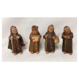 Vintage German Terracotta Monk Figurines - 2.5"
