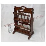 Vintage Two-Tiered Wooden Magazine Rack - 23" Tall