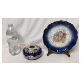 Antique Hair Receiver & Victorian Plate