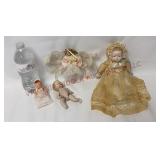 Vintage Porcelain Angel Ornament & Baby Dolls