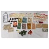 1940s Cardboard & Wood Monopoly Tokens & Pieces