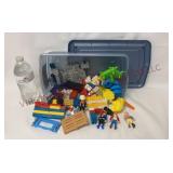 Playmobile Figures & Assorted Building Blocks.
