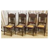 Antique Pressed Back Spindle & Cane Chairs - 4