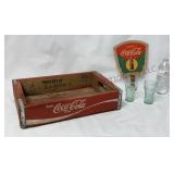 Coca Cola Crate, Advertising Fan & 4.5" Glasses