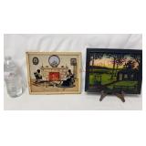 Reverse Painted Advertising Thermometer & Picture