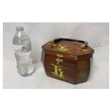 Decoupage Mushroom Lucite Handle Wooden Purse
