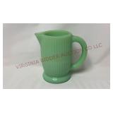 Jadeite Green Glass Ribbed Creamer 4" Pitcher