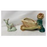 Mid Century Deer Figurine & Shawnee Pixie Planter