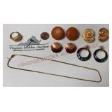 Vintage Avon Ring, Monet Box Chain & Earrings