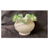 Fenton Glass Emerald Crest 4" Double Crimp Vase
