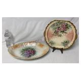 Antique Serving Dish & Vintage Handled Cake Plate