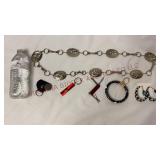 Belly Chain Belt, Key Chains & Earrings