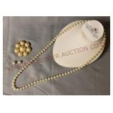 Ann Taylor Brooch, Faux Pearl Earrings & Necklace