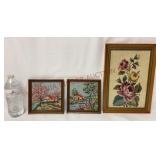 Vintage Framed Needlepoint Wool Embroidery - 3