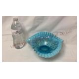 Antique Dugan Glass Aqua Keyhole Pattern 9" Bowl