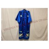Vintage Silk Kimono Robe w Embroidered Cranes - M