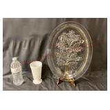Milk Glass Tumbler & Tree of Life Meat Platter