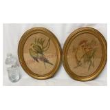 Vintage Oval Framed J Gould Bird Lithograph Prints