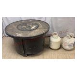 Outdoor Propane Fire Pit Table & (2) Propane Tanks