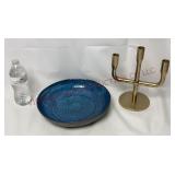 Model Home Decor - 12" Low Bowl & 3-Arm Candelabra