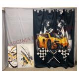 Canvas Wall Art & Race Car Curtain Set