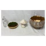 Model Home Decor - Faux Moss, Mushroom & Cachepot