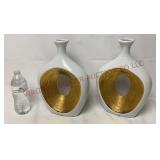 Model Home Decor - 13" Gold & White Oval Vases