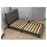 Gray Upholstered Platform Bed Frame - Twin Size