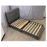 Gray Upholstered Platform Bed Frame - Twin Size