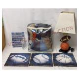 Sports Bedroom Decor - Comforter, Lamp & Wall Art