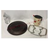 #10 Cast Iron Lid, Corning Stand & Hand Sifter