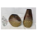 Model Home Decor - Ridged Brushed Gold Vases - 2