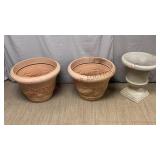 X-Large Molded Plastic Planters & Pedestal Urn
