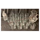 Clear Glass Beverage Set w Pitcher - 17 pcs