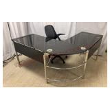 Chrome & Glass Corner Desk & Office Chair