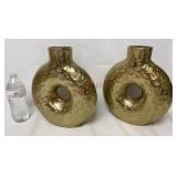 Model Home Decor - Gold-Tone Metal Ring 12" Vases