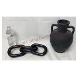Model Home Decor - Black Link Chain & Handled Vase