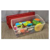 96 Qt Tote of Outdoor Pool Toys - Everything Shown