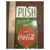 Coca Cola porcelain door push sign 1924