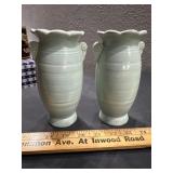 2 old pottery unmarked vases McCoy Shawnee Camark