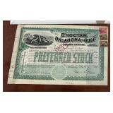 1890 Choctaw Okla & Gulf RR stock certificate